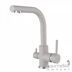 Гранитный смеситель для кухни с подключением к фильтру AquaSanita 2663-220 аргент