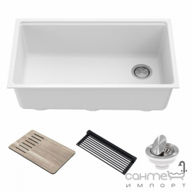 Кухонная мойка под столешницу Kraus Bellucci KGUW1-33WH белый кварц