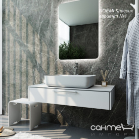 Підвісна тумба зі стільницею під раковину Marsan NOEMI 900 Класик варіант 1 білий акрил раковина на стільниці справа