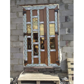 Входная дверь двухстворчатая из 6-камерного дверного профиля WDS 1300*2100 мм цвет: золотой дуб