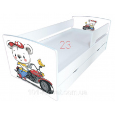 Ліжко дитяче з бортиком для хлопчиків мото 170x80 см Kinder Cool