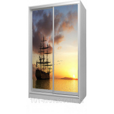 Шкаф купе двухдверный детский 140х240х60 Закат Корабль