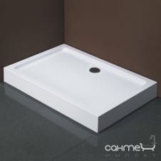 Прямоугольный душевой поддон Primera Frame 120x80 STR1012 с отверстием по центру и панелью с трёх сторон