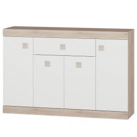 Большой комод с дверьми и ящиком Эверест Соната-7 сонома + белый