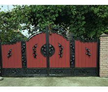 Ворота ковані з профнастилом з рослинним орнаментом Legran
