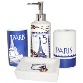 Набор аксессуаров Париж для ванной комнаты 4 предмета керамика (psg_ST-888-06-013)