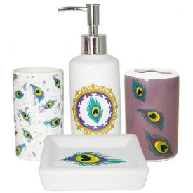 Набор аксессуаров Павлиний глаз для ванной комнаты 4 предмета керамика (psg_ST-888-06-015)