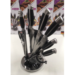 Набор ножей на подставке из нержавеющей стали на 9 предметов Benson (BN-401) Хмельницький