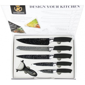 Набор кухонных метало-керамических ножей Kitchen King Professional KK26-SN6 Черный (5512im5)
