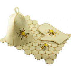 Набор для бани Sauna Pro Пчелка из белого войлока (A-185) Миргород