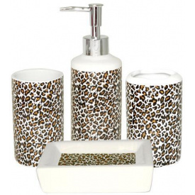 Набор аксессуаров Леопард для ванной комнаты 4 предмета керамика (psg_ST-888-06-014)