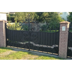 Ворота кованые прочные распашные металлические закрытые симметрические Legran Энергодар