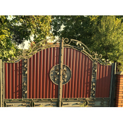Ворота кованые с профнастилом Б0059 Legran Вишневое