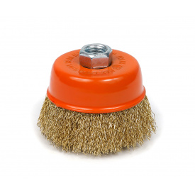 Щетка Polax чашечная по металлу для УШМ (болгарки) гофрированная рифленая проволока M14 75 мм (54-176)