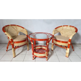 Плетенный комплект мебели Cruzo Ява Терраса Сет набор из ротанга два кресла с кофейным столиком