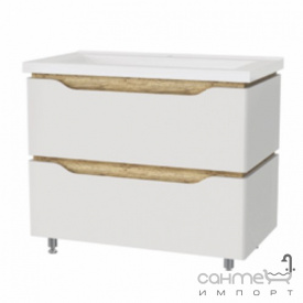 Напольная тумба с раковиной Mirater Sacramento 80 белая, раковина Глория