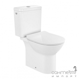Безободковый унитаз-компакт с сидением slim дюропласт Roca Debba Round A34D995000 белый