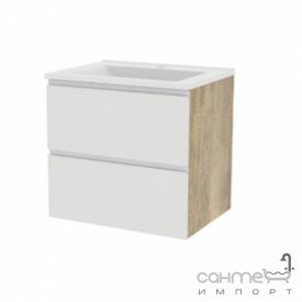 Подвесная тумба с раковиной Mirater Prio 60 белая, раковина Глория