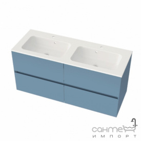 Подвесная тумба с двойной раковиной Mirater Freya 120 голубая раковина Della