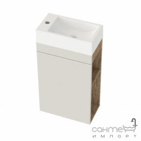 Подвесная тумба с раковиной Mirater Faro 40 белый глянец/корабельный дуб