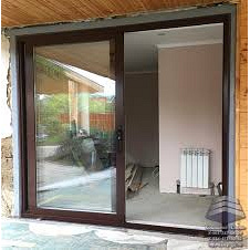 Теплі розсувні алюмінієві двері марки Schüco (Німеччина) для будинку в кольорі графіт Київ