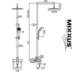 MIXXUS AVA-009-J Душевая колонна со смесителем из нерж. стали SUS304 Тернопіль