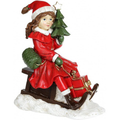 Декоративная статуэтка Девочка с ёлкой на санках 19х11х22см, красный Bona DP73668 Кривой Рог