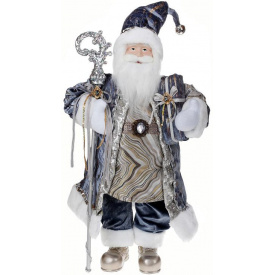 Новогодняя фигурка Санта с посохом 60см (мягкая игрушка), серо-голубой Bona DP73684