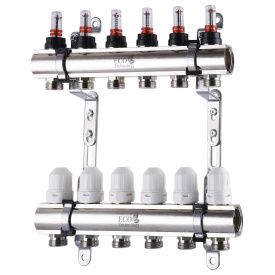 Коллектор с расходомерами, регуляторами и креплением ECO 001D 1"x6