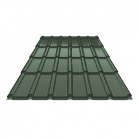 Металлочерепица Ruukki RanTech DG4345 Polyester matt 0,45мм RAL-6020 (Темно-зеленый)