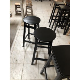 Стул барный массив бука 700x350 с круглым сиденьем в черном цвете