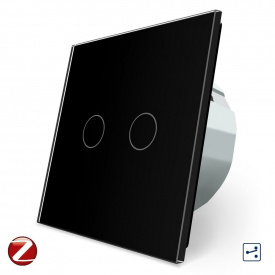 Сенсорний прохідний Wi-Fi вимикач Livolo ZigBee 2 каналу чорний скло (VL-C702SZ-12)