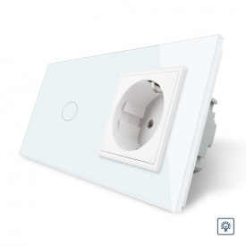 Сенсорний димер Livolo з розеткою білий скло (VL-C701D/C7C1EU-11)