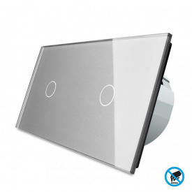 Бесконтактный выключатель Livolo 2 канала (1-1) серый стекло (VL-C701/C701-PRO-15)