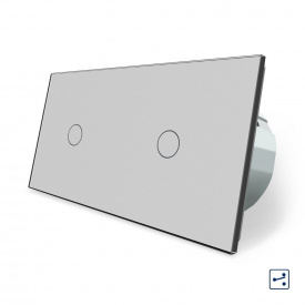 Сенсорний прохідний вимикач Livolo 2 каналу (1-1) сірий скло (VL-C701S/C701S-15)