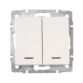 Вимикач 2-клавішний із підсвічуванням крем RAIN Lezard 703-0388-112