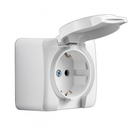 Розетка із заземленням і кришкою Lezard VIOLA Біла (751-0200-123B)