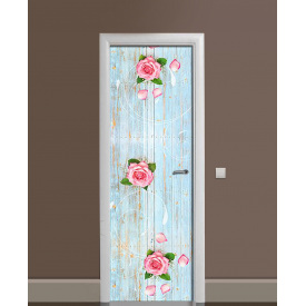 Наклейка на дверь Zatarga «Роза и бирюза» 650х2000 мм виниловая 3Д наклейка декор самоклеящаяся