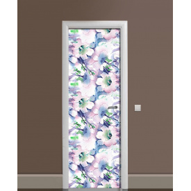 Наклейка на дверь Zatarga «Акварельный колокольчик» 650х2000 мм виниловая 3Д наклейка декор самоклеящаяся