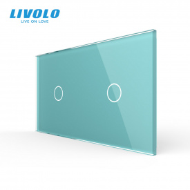 Сенсорная панель выключателя Livolo 2 канала (1-1) зеленый стекло (VL-C7-C1/C1-18)