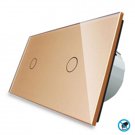 Бесконтактный выключатель Livolo 2 канала (1-1) золото стекло (VL-C701/C701-PRO-13)