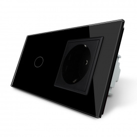 Сенсорний вимикач із розеткою Livolo чорний скло (VL-C701/C7C1EU-12)