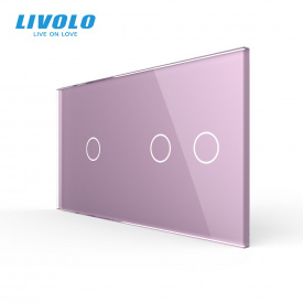 Сенсорная панель выключателя Livolo 3 канала (1-2) розовый стекло (VL-C7-C1/C2-17)