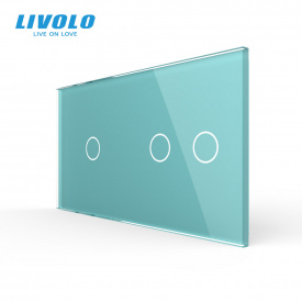 Сенсорна панель вимикача Livolo 3 каналу (1-2) зелений скло (VL-C7-C1/C2-18)