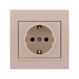 Розетка Lezard Deriy з заземленням Кремова (702-0303-122B)