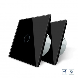 Комплект Сенсорный проходной диммер Livolo черный стекло (VL-C701H/C701H/S1B-12)