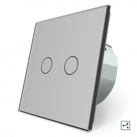Сенсорний прохідний маршовий перехресний вимикач Livolo на 2 канали сірий скло (VL-C702S-15)