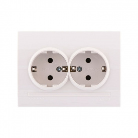 Розетка двойная Lezard Deriy с заземлением Белая (702-0202-127B)