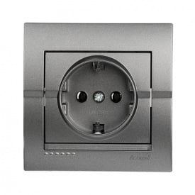 Розетка с заземлением темно-серый металлик DERIY Lezard 702-2929-122B