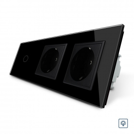 Сенсорний диммер із двома розетками Livolo чорний скло (VL-C701D/C7C2EU-12)